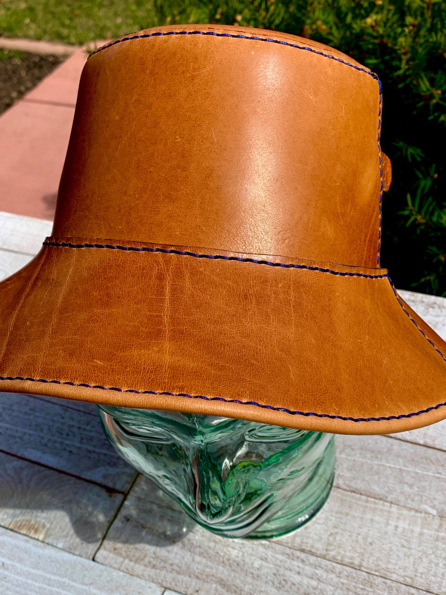 Caramel Tan Leather Bucket Hat