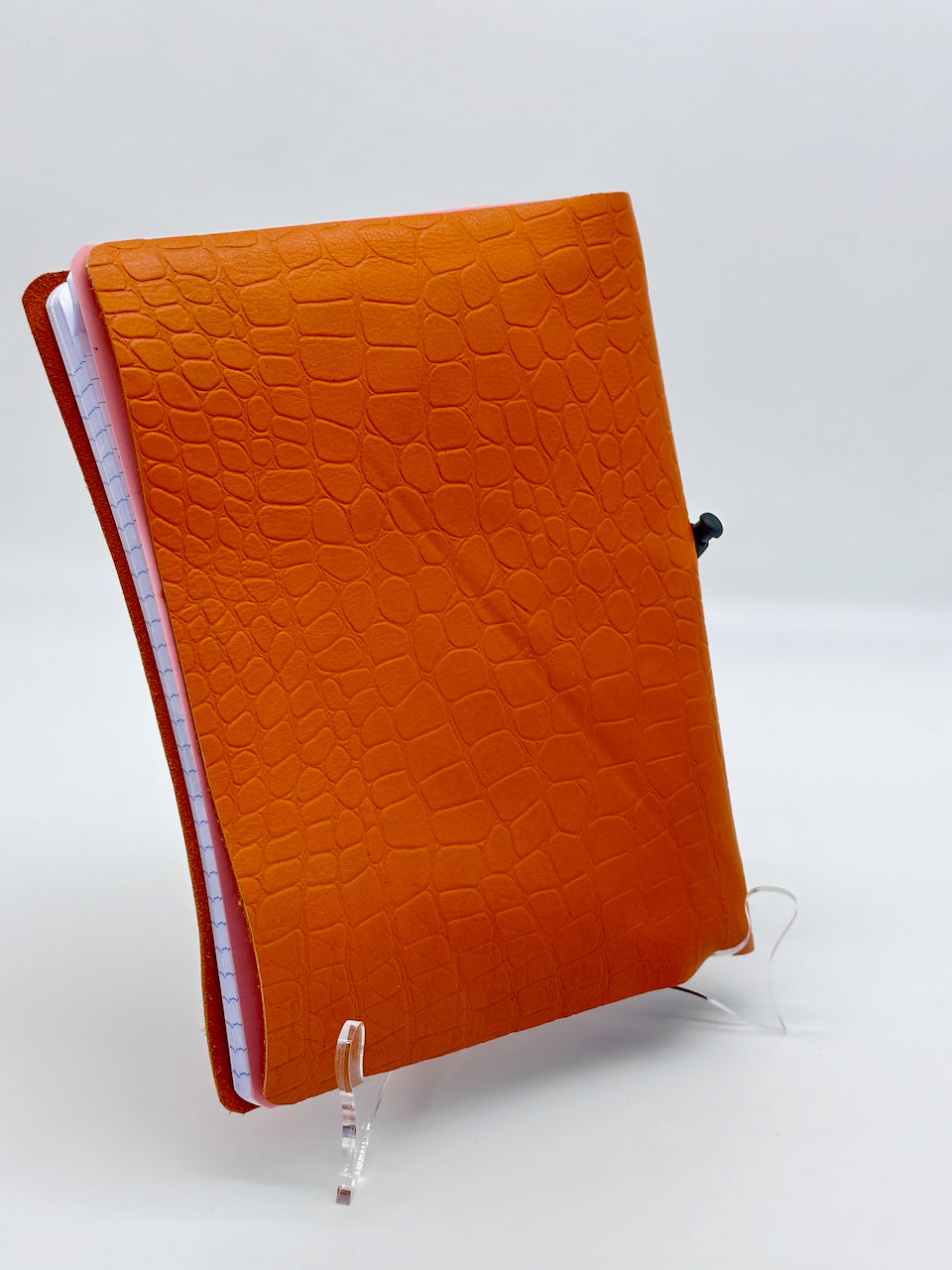 Orange Croco Print "Flowerhead Lady" Refillable Leather Journal