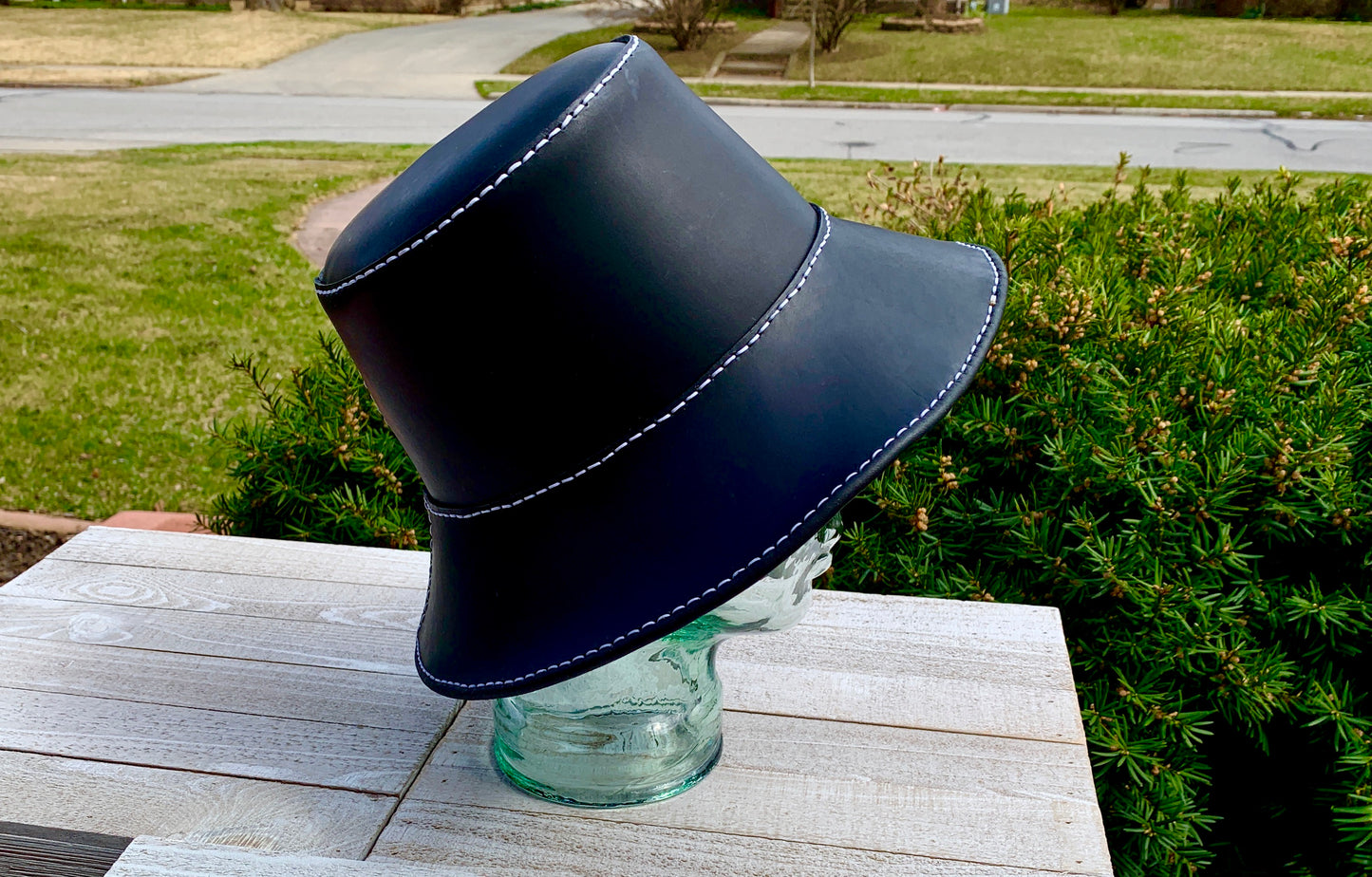 Black Leather Bucket Hat