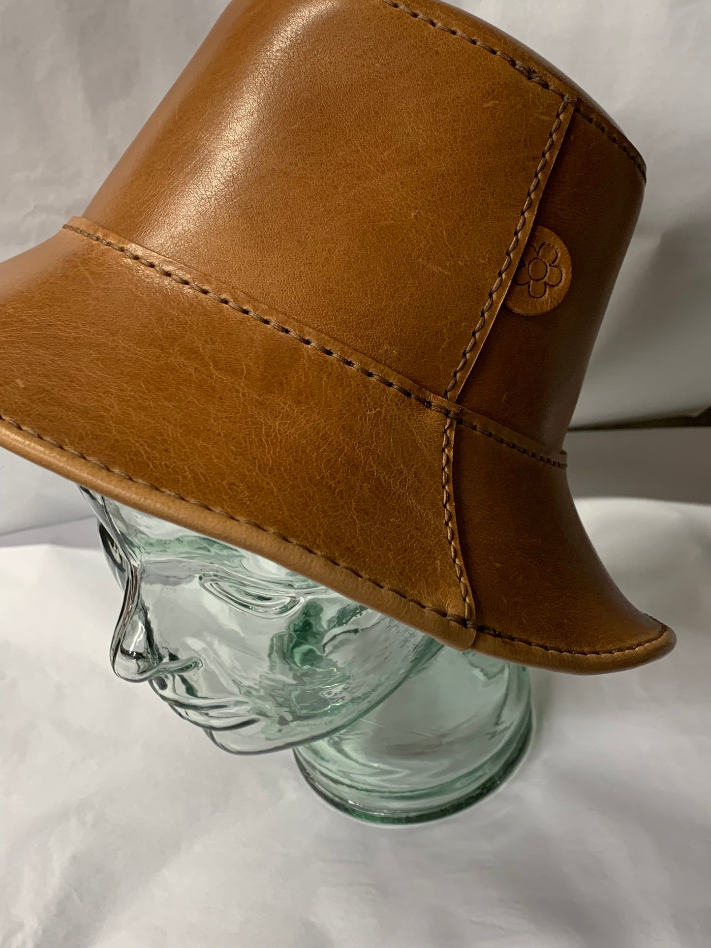 Caramel Tan Leather Bucket Hat