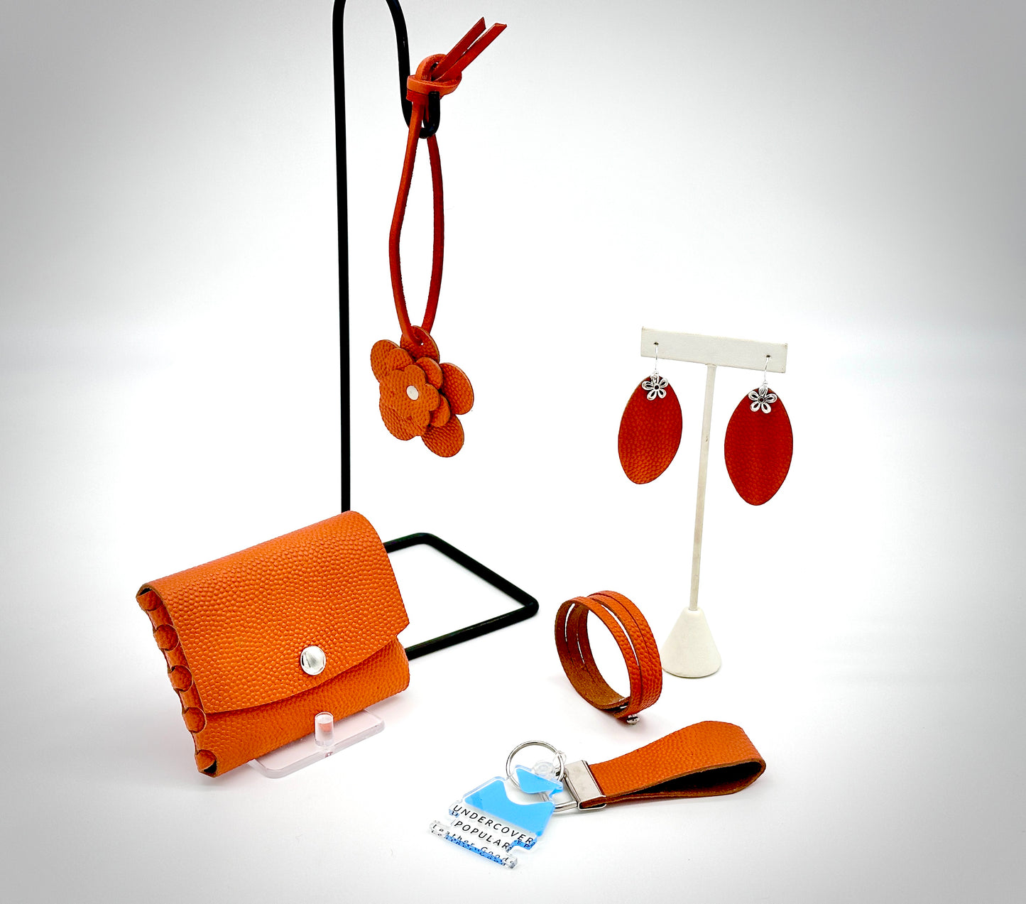 Basketball Leather Wallet in Orange Pebbled Textured Leather