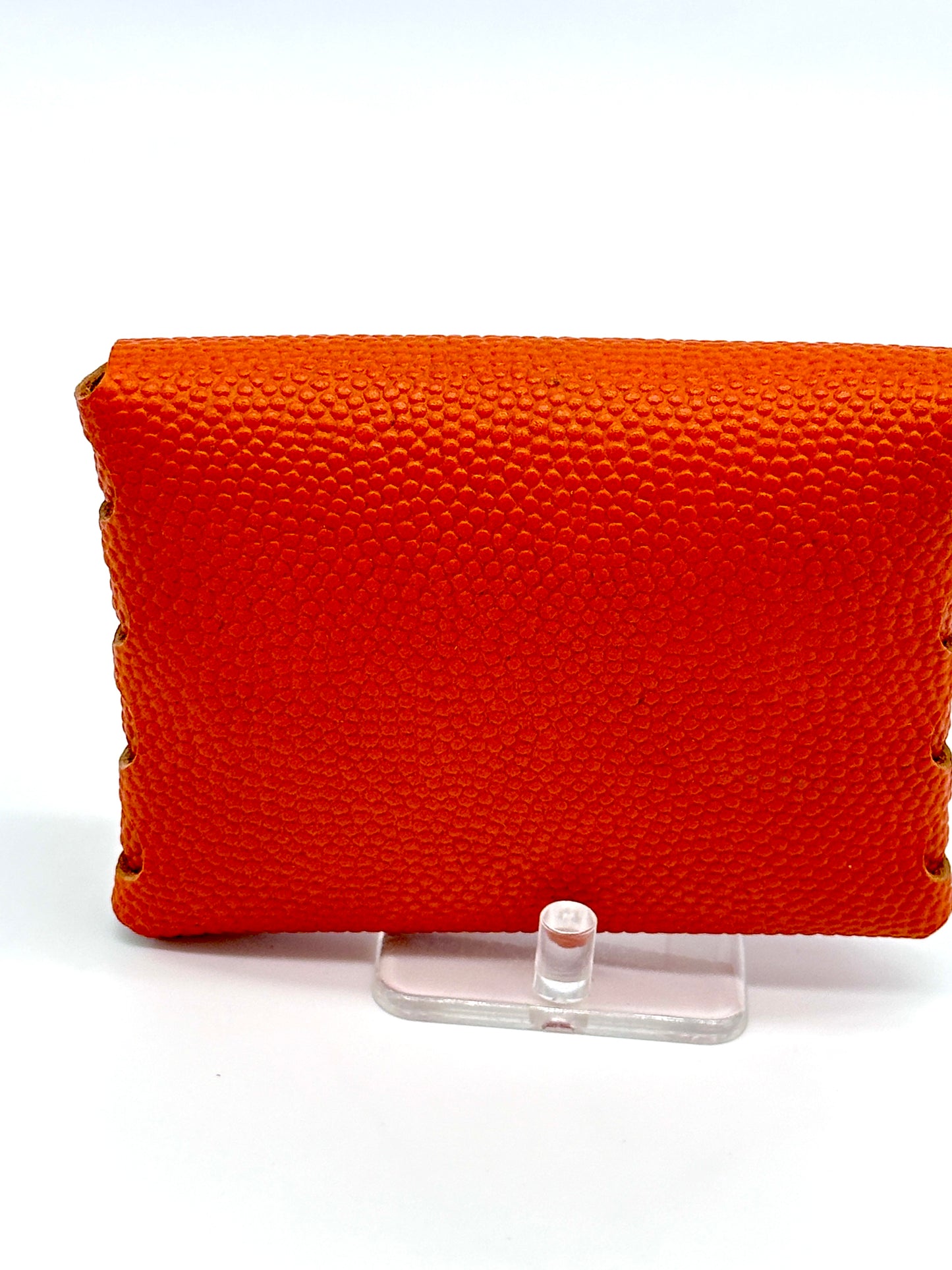 Basketball Leather Wallet in Orange Pebbled Textured Leather