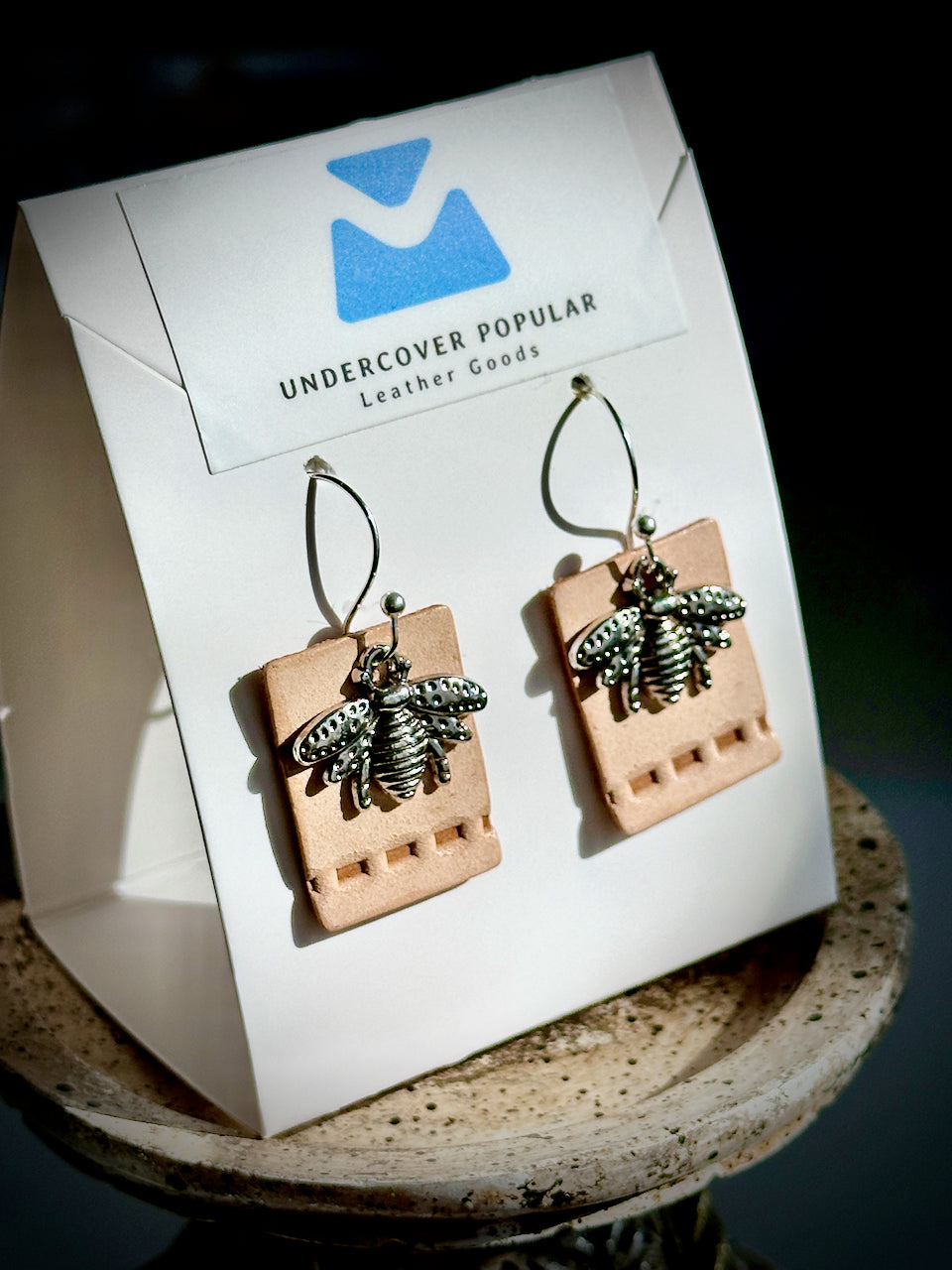 Bumblebee Leather Claw Clip and Matching Earrings Set