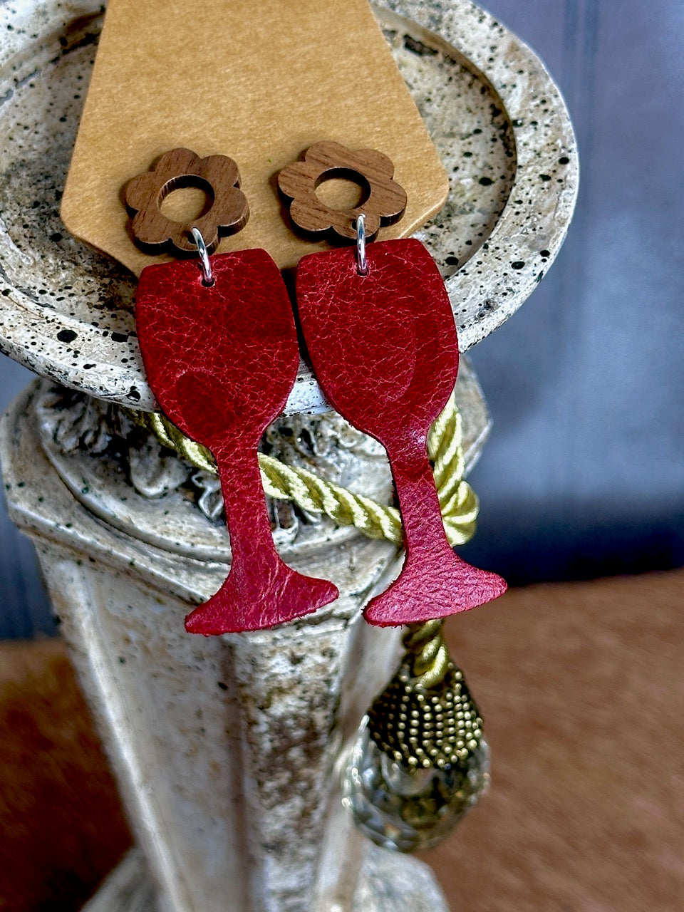 "Cabernet for Days" Leather Earrings