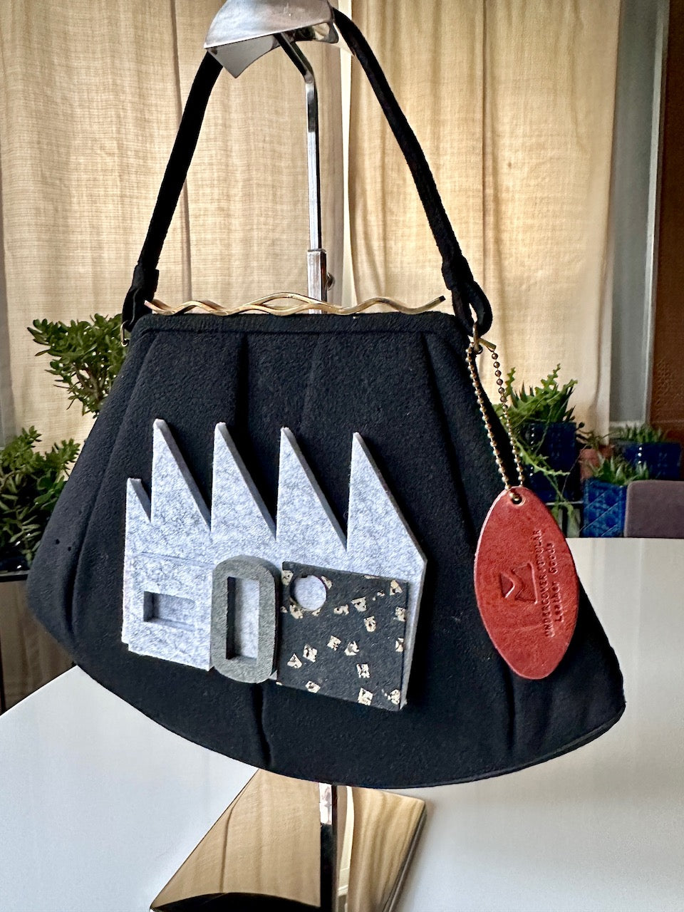 "The Crown"- Upcycled Vintage Black Wool Purse