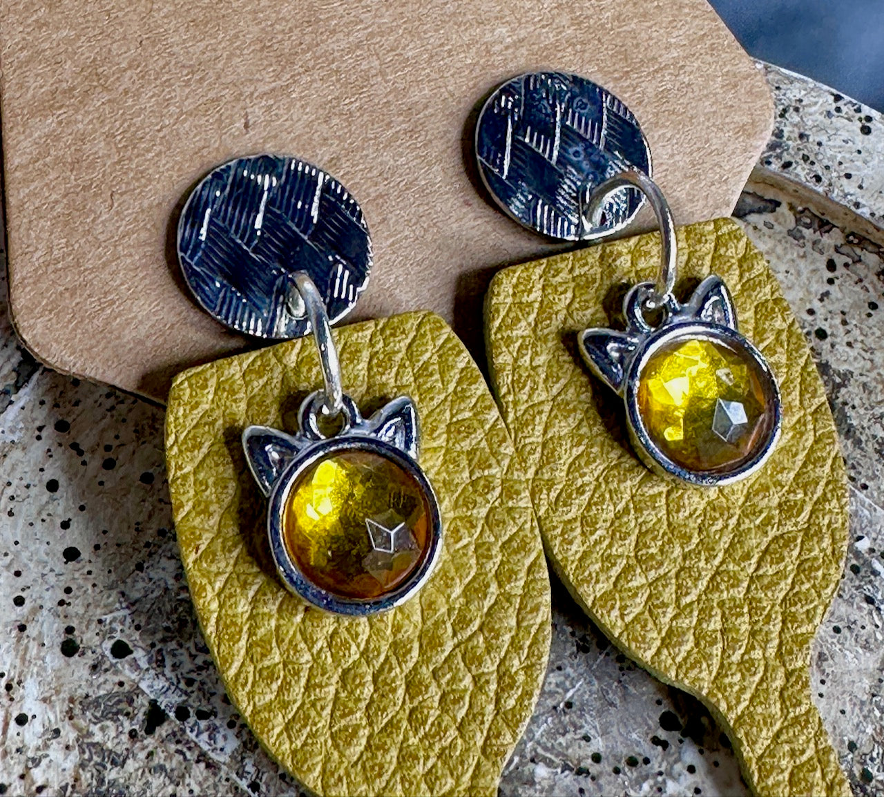 "Yellow Cat" Earrings
