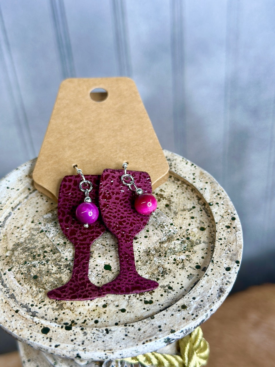 "You Had Me at Merlot" Leather Earrings