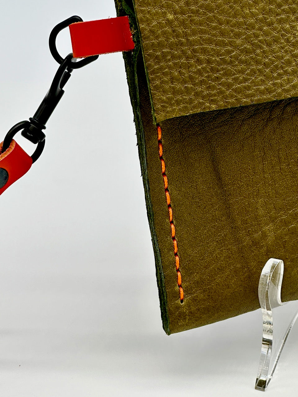 "Pop of Color Wristlet" in Olive Green and Orange