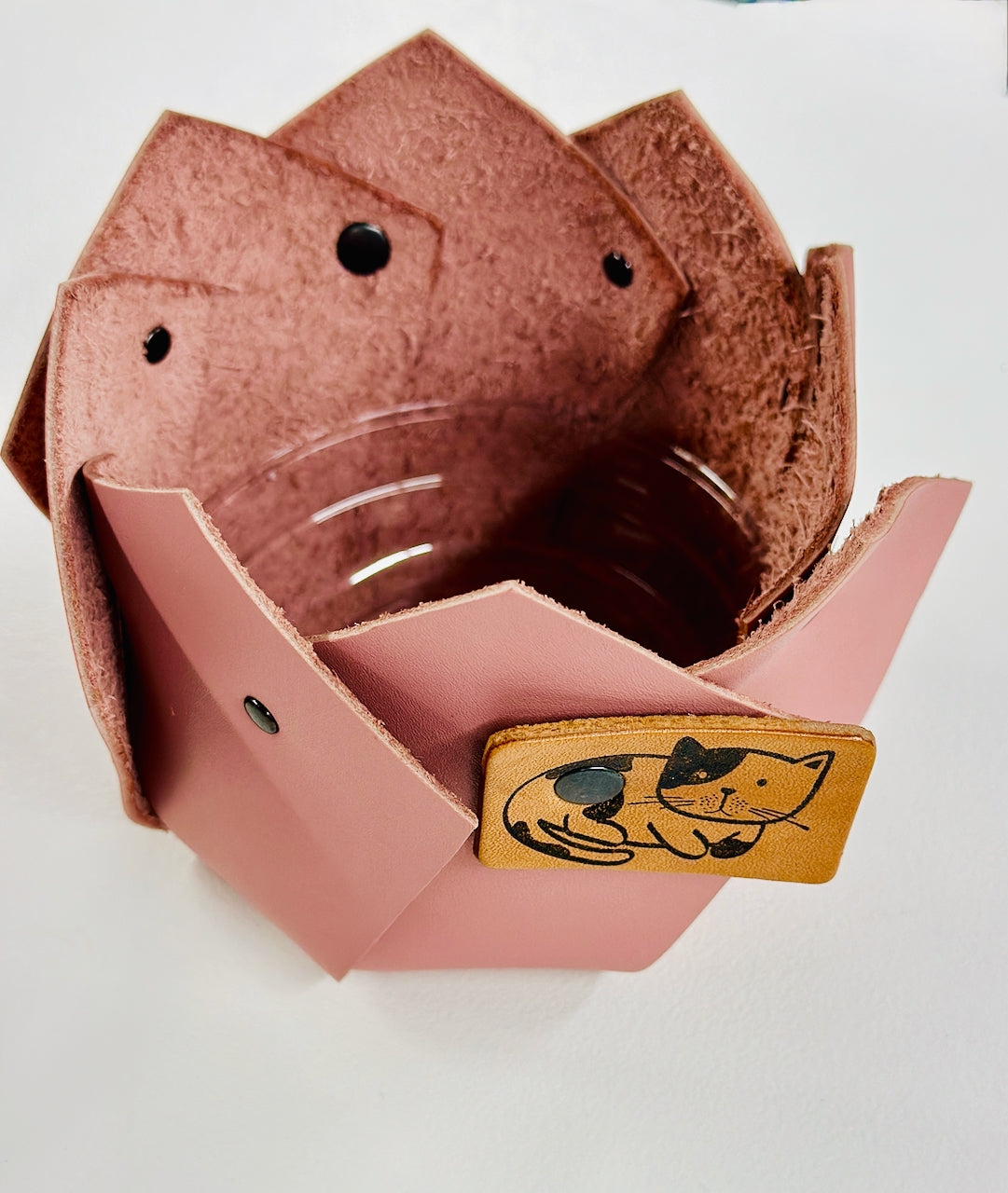 Plant Cozy in Pink with Leather Patch