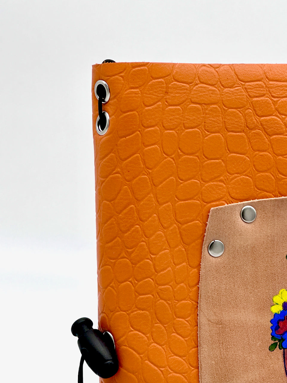 Orange Croco Print "Flowerhead Lady" Refillable Leather Journal