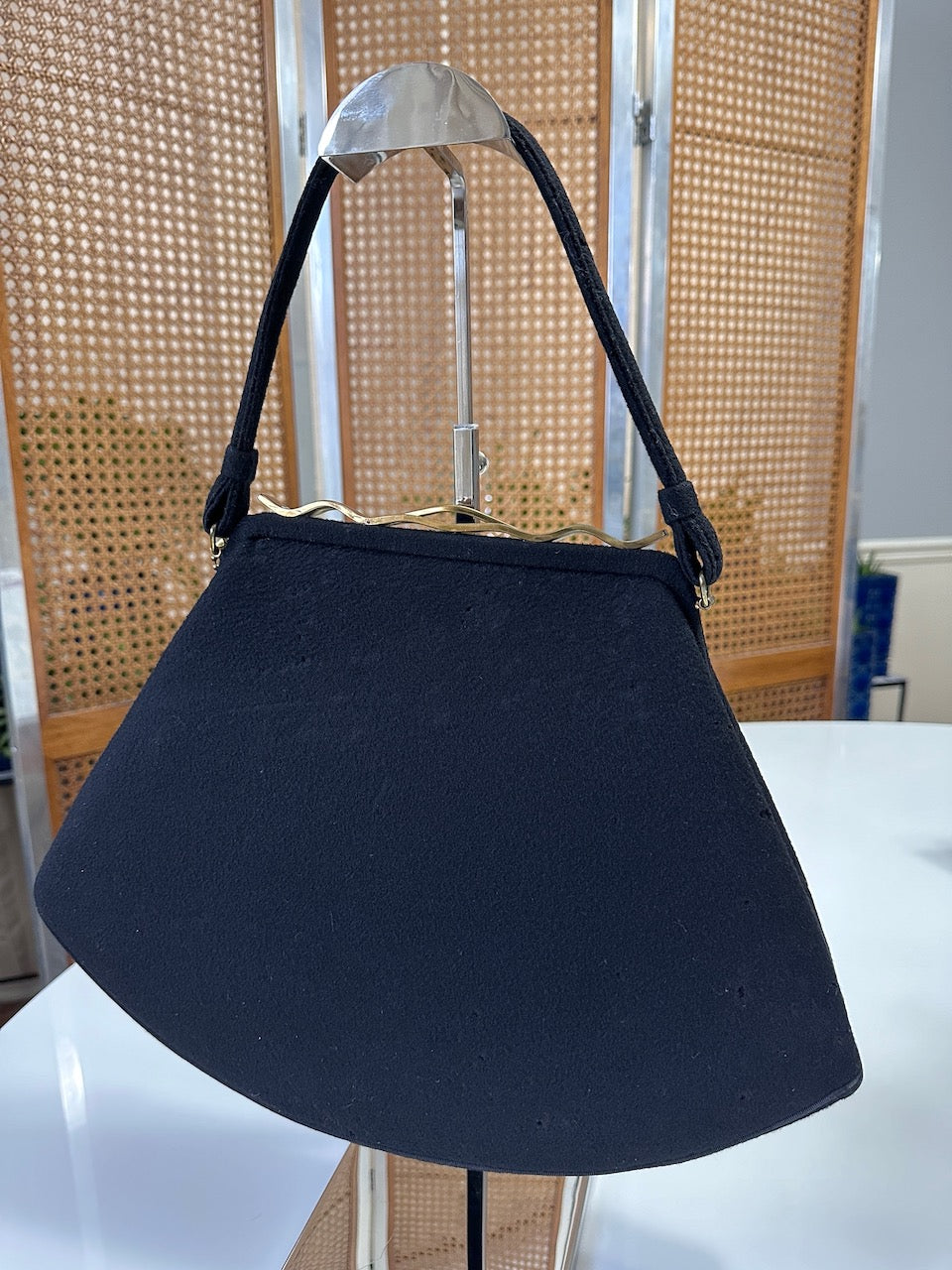 "The Crown"- Upcycled Vintage Black Wool Purse