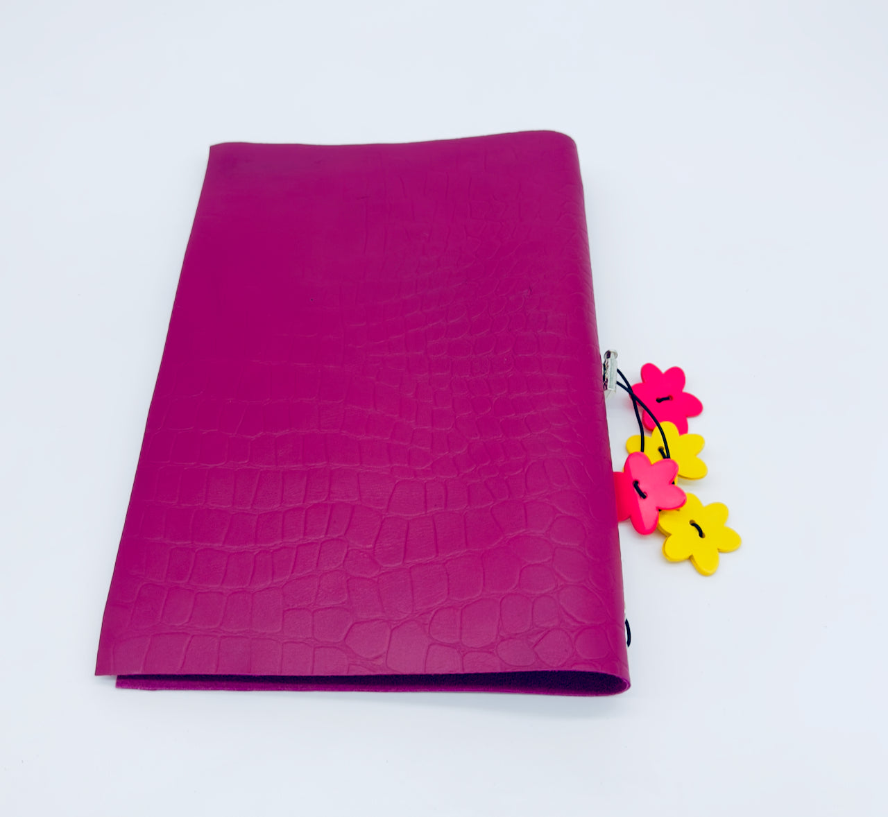 Pink Croco Print "Flowerhead Diva" Refillable Leather Journal