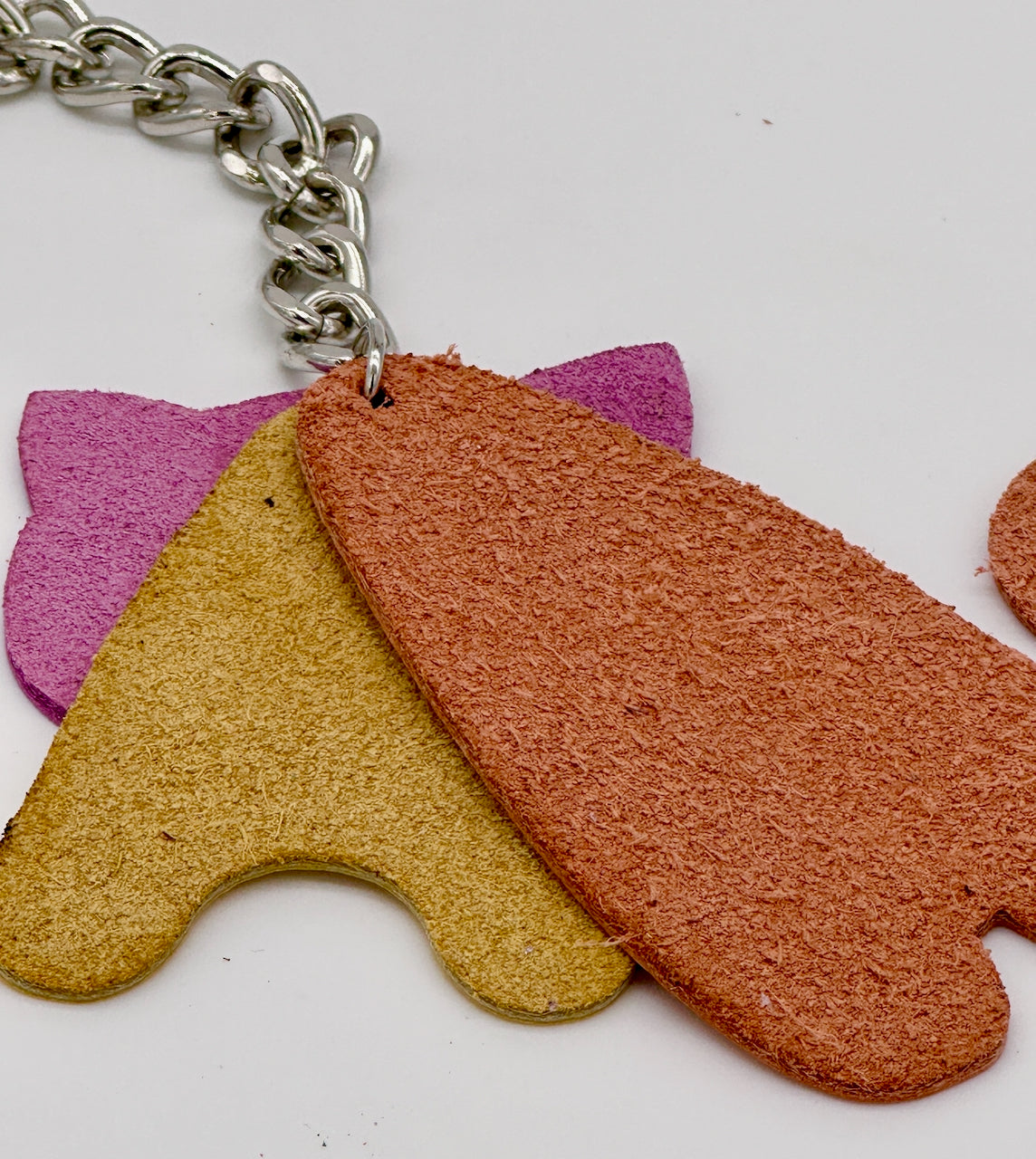 suede back side of leather key chain