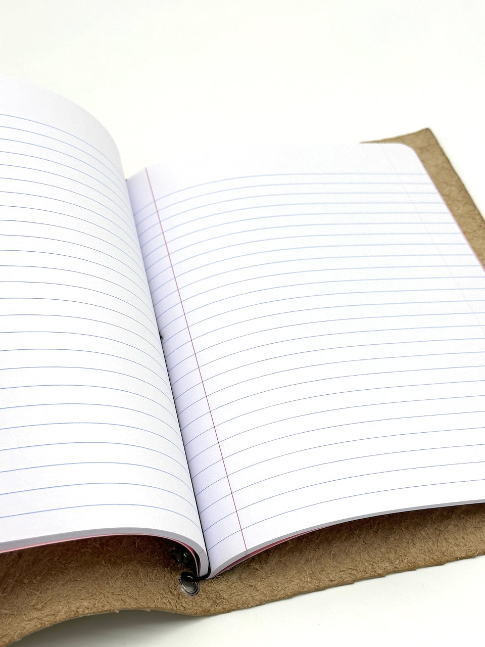 lined paper notebook insert in leather journal