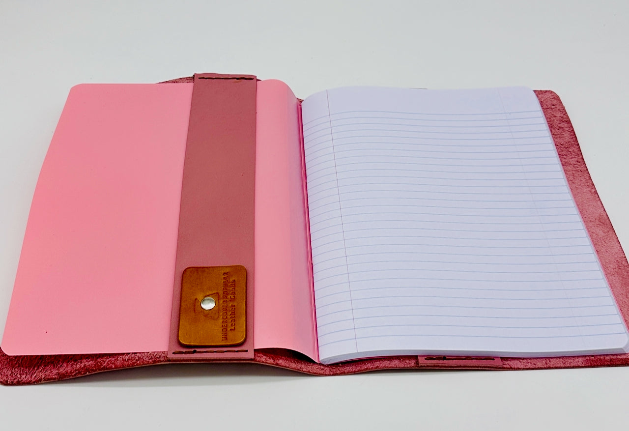 interior-pink-leather-journal-lined-paper with refillable insert