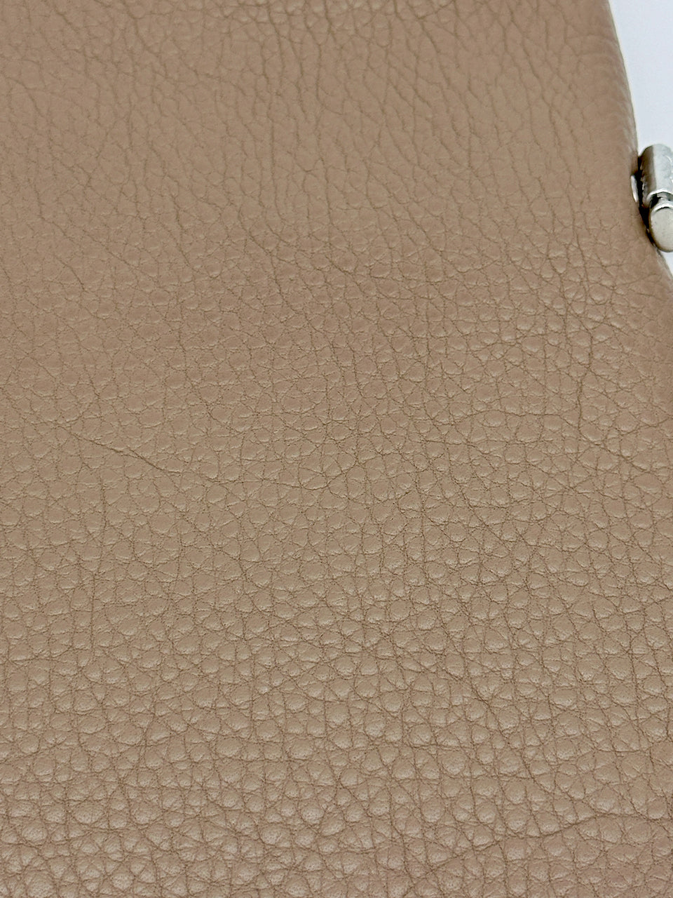 detail of pebbled leather texture on back of journal cover