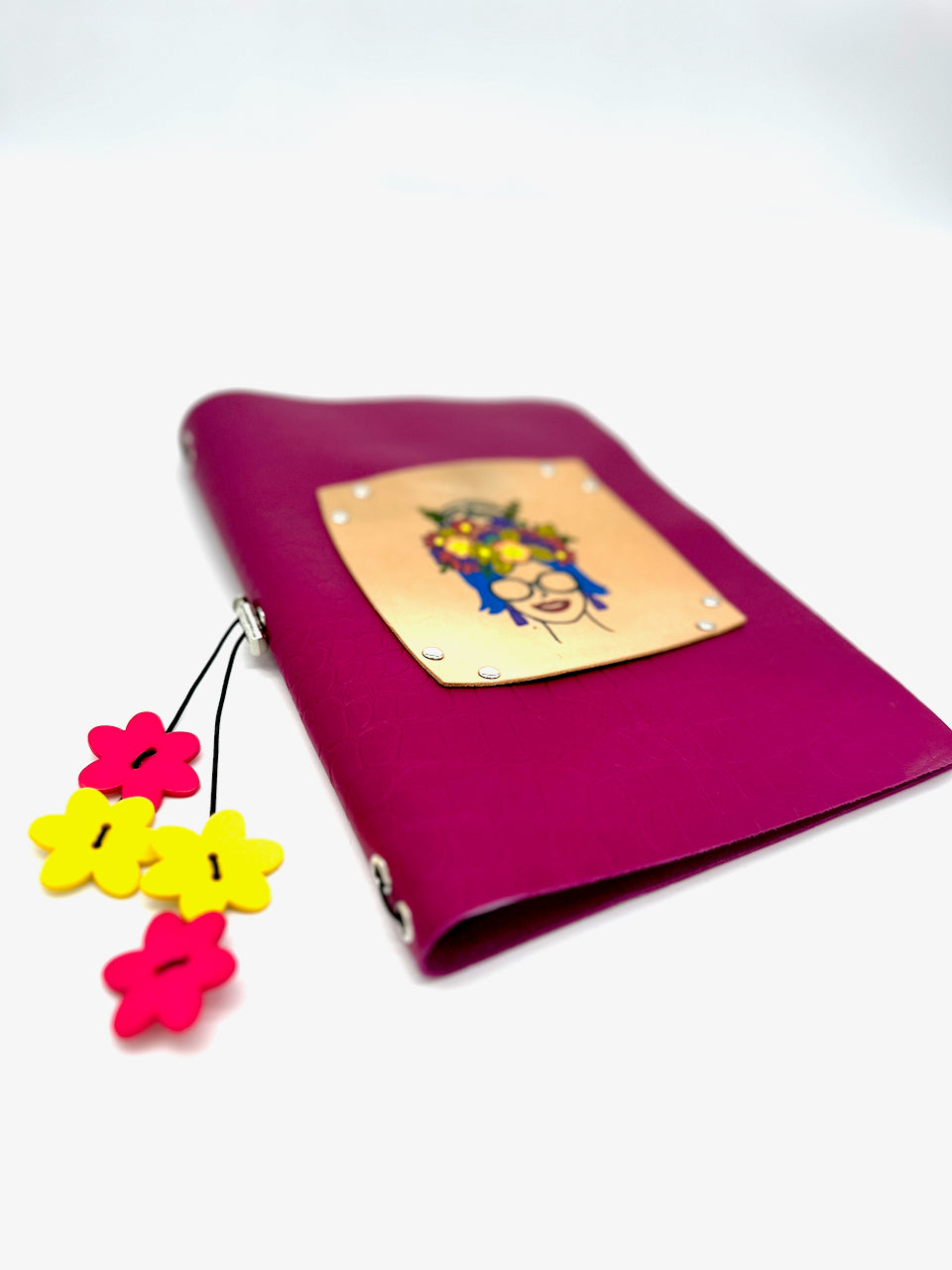 soft focus of pink leather journal