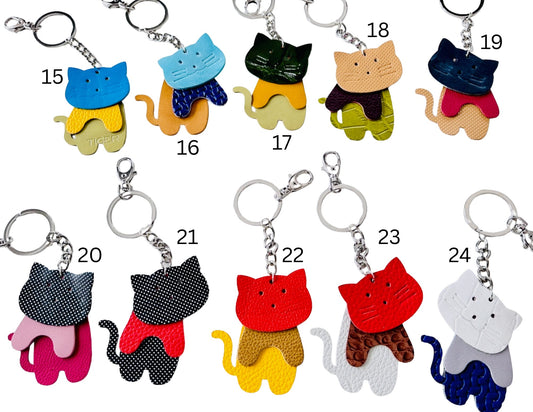 Kitty Cat Leather Keychain Purse Fob