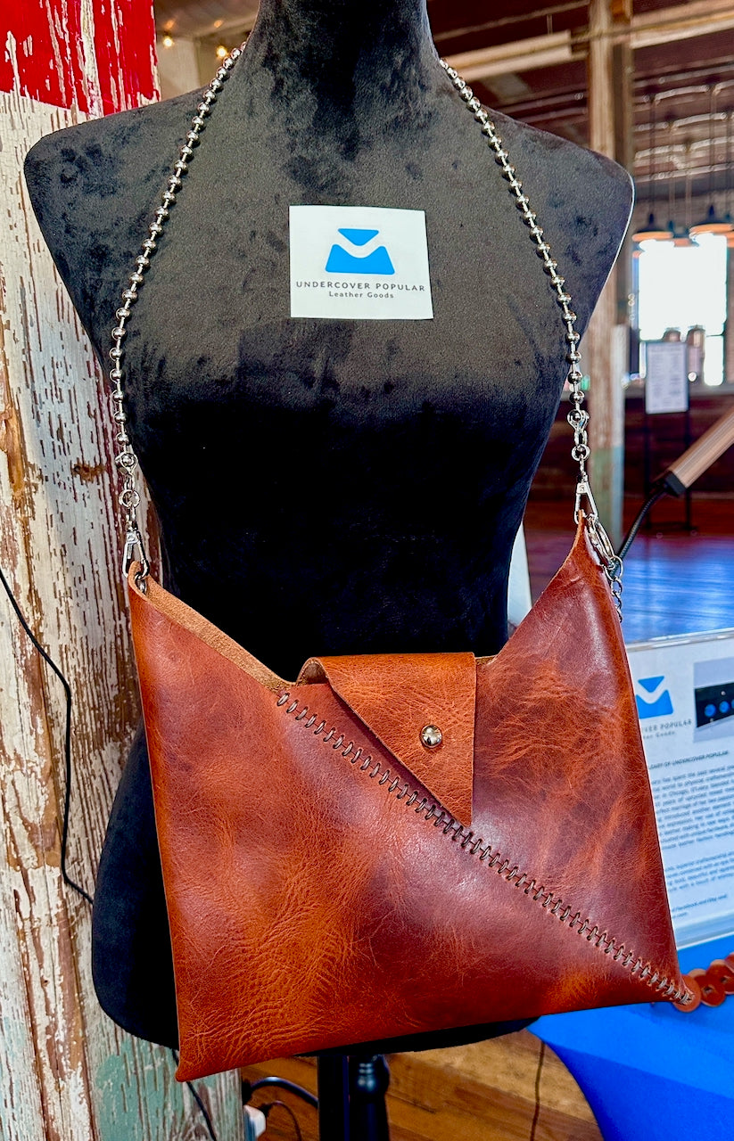 Bamber Vee Crossbody in Cognac and Gray