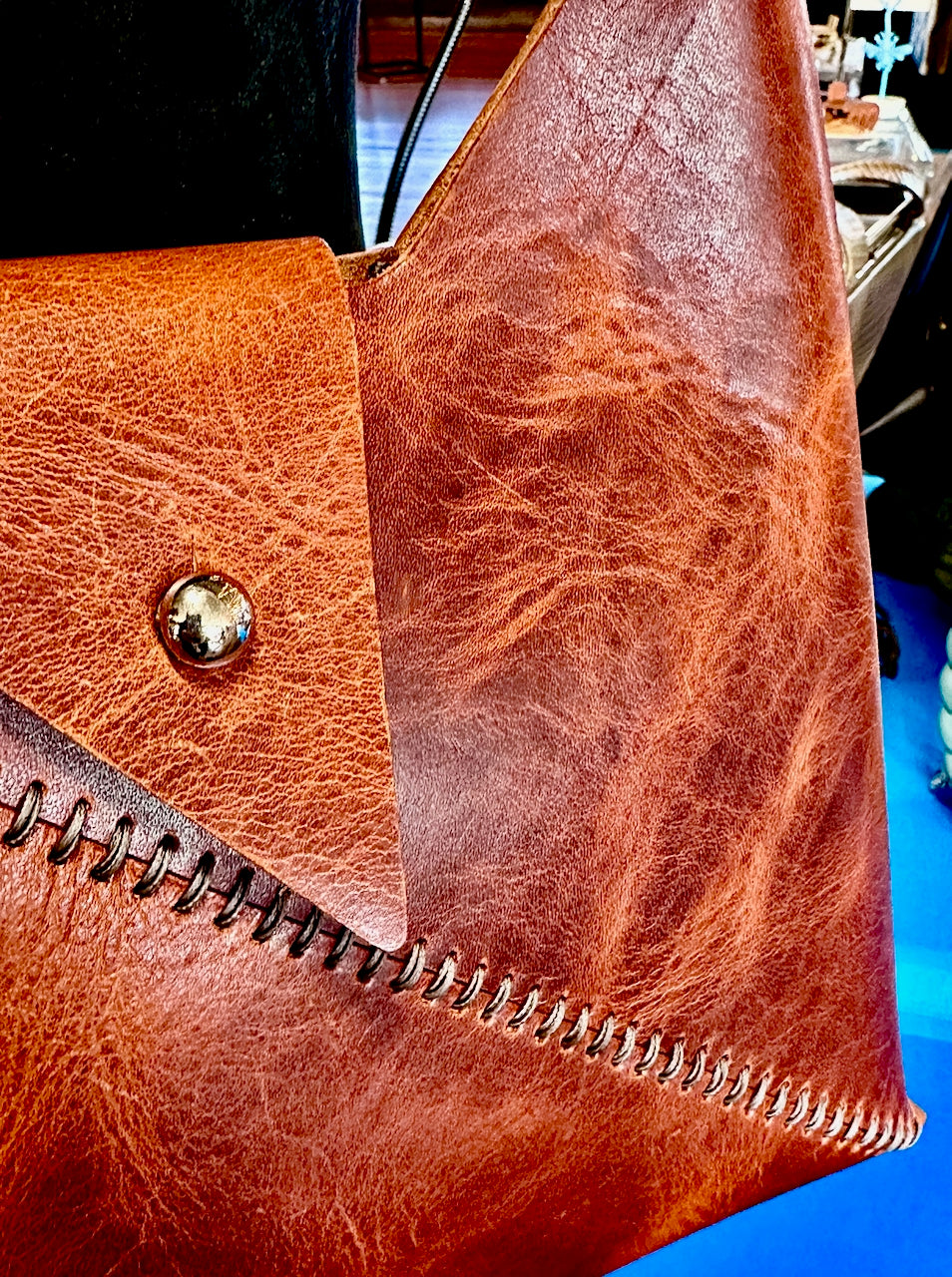 Bamber Vee Crossbody in Cognac and Gray