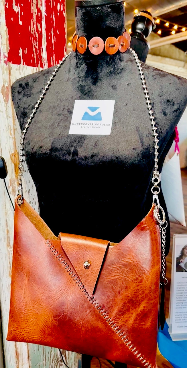 Bamber Vee Crossbody in Cognac and Gray