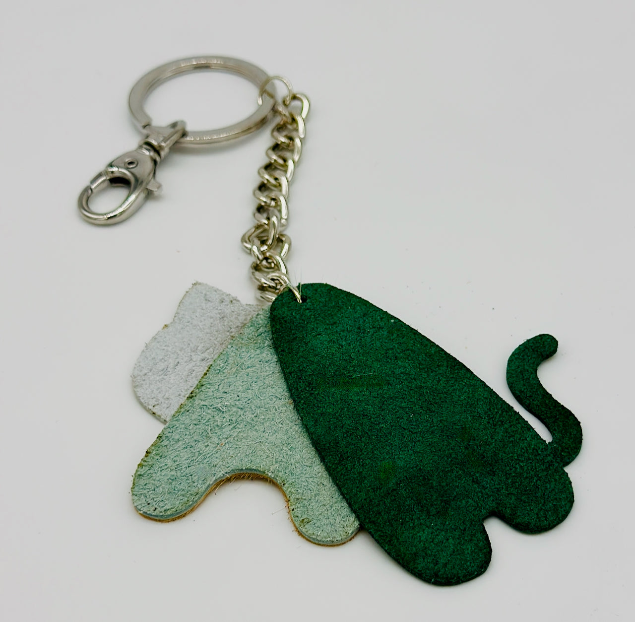 suede back of cat keychain purse fob